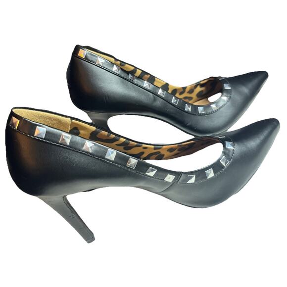 Stiletto Studded 4" Heels 9 Pointed Toe Black Rockstud Christian Siriano Habit - Picture 11 of 13